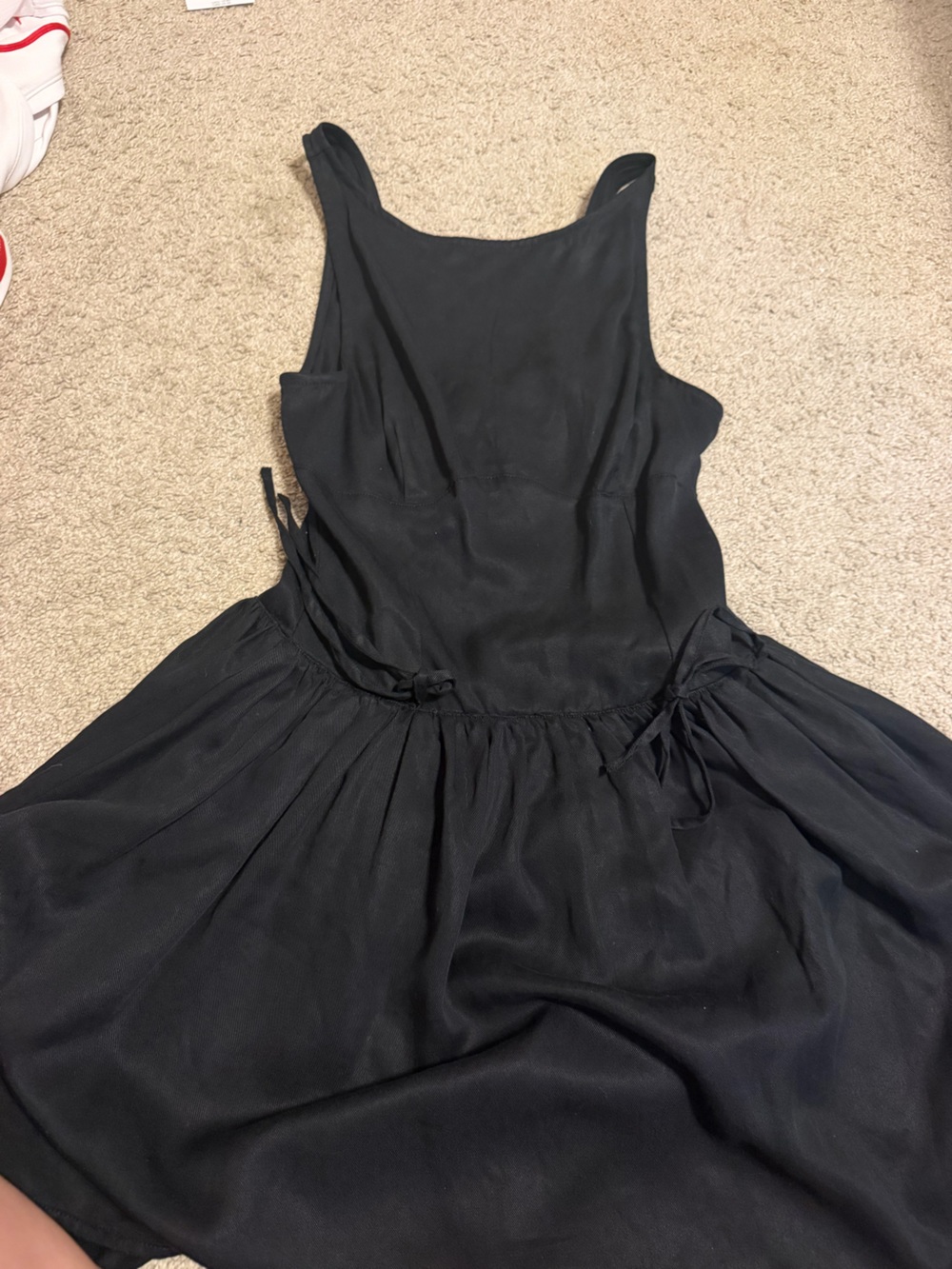 aerie Black Backless Tie-Waist Dress
